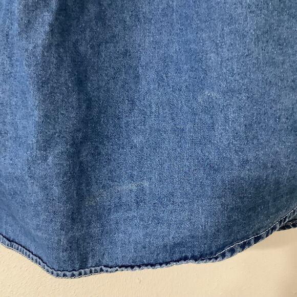 Vintage 90s Denim Wearable Art Fish Artsy Embroidered Sleeveless Button Down XL - Picture 8 of 8